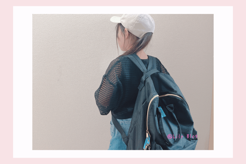 合宿 リュックを背負っているところ